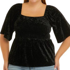 Plus Size Black Velvet Top
